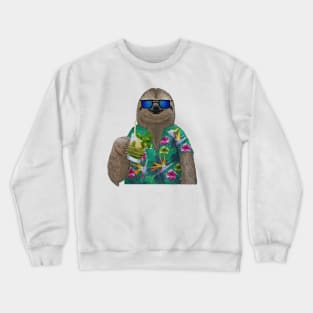 Sloth on summer holidays drinking a mojito Crewneck Sweatshirt